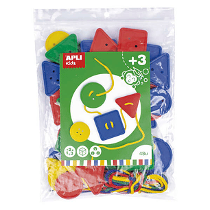 Apli Juego de 48 Botones Ensartables - Formas y Tamaños Variados - Desarrolla Psicomotricidad y Creatividad - Colores Surtidos