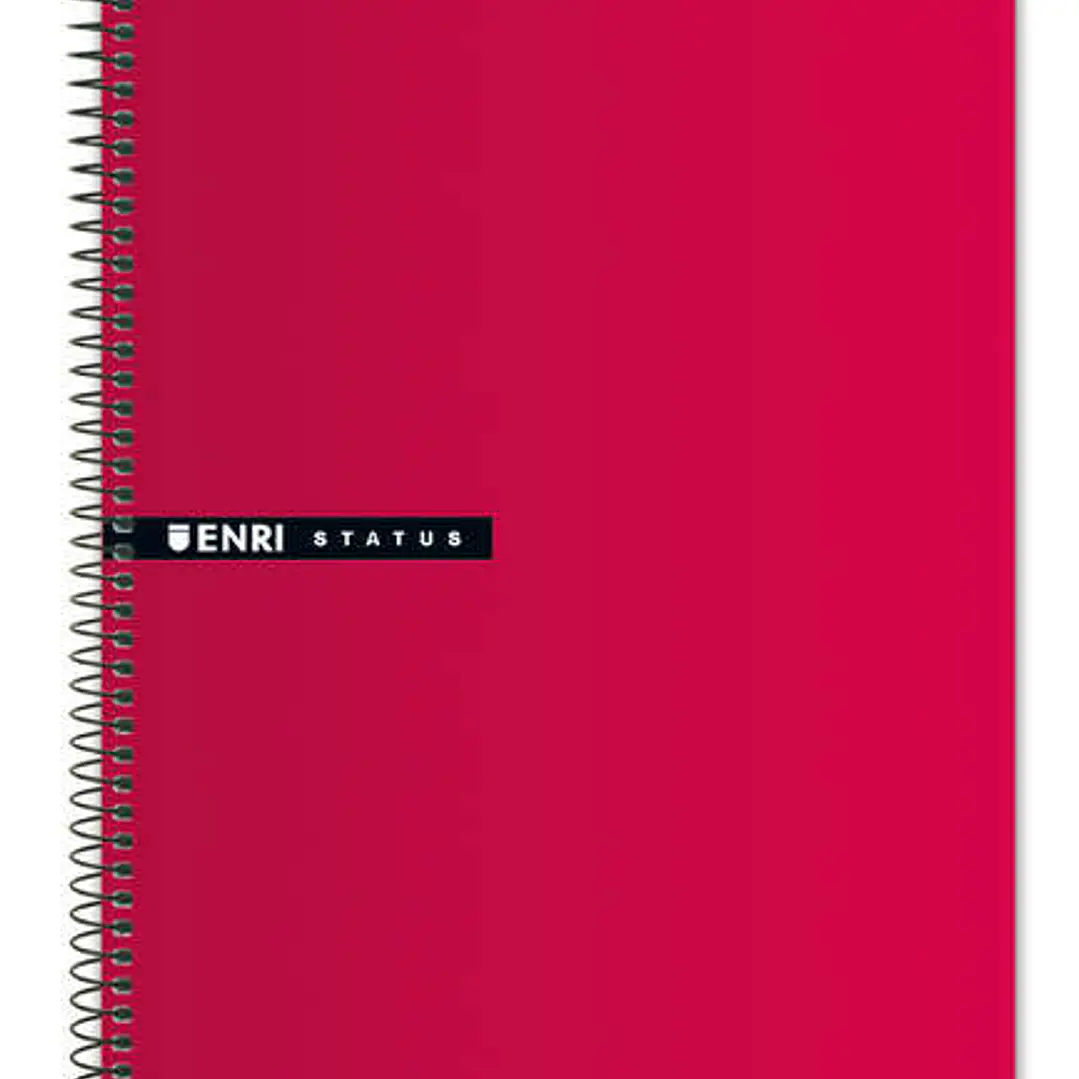 Enri Status Cuaderno Espiral Tamaño Folio Cuadricula 4mm 100 Hojas con Margen - Tapa Dura - Color Rojo 1