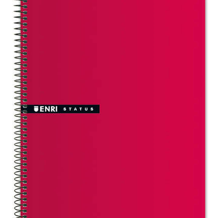 Enri Status Cuaderno Espiral Tamaño Folio Cuadricula 4mm 100 Hojas con Margen - Tapa Dura - Color Rojo 1