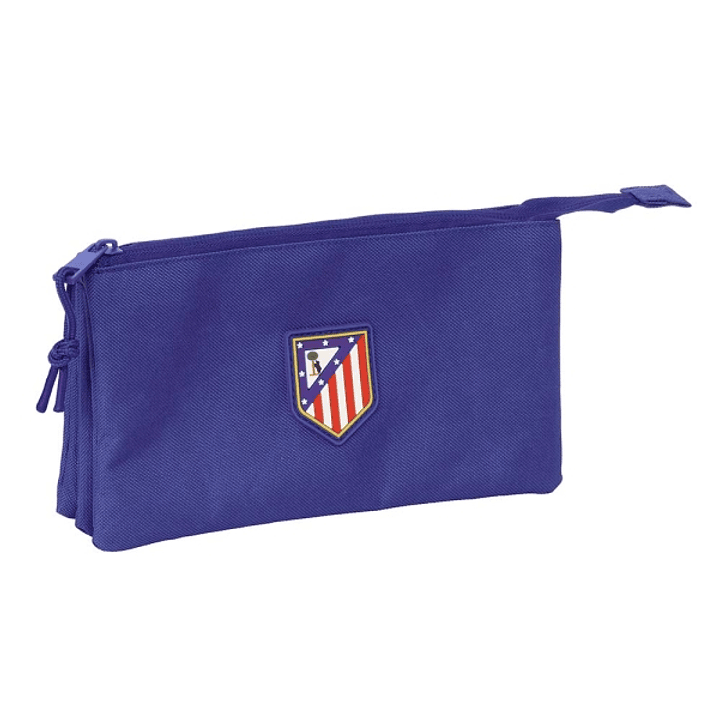 Safta Atletico de Madrid Teen Dark Blue Portatodo - 3 Compartimentos con Cremalleras - Bolsillo Interior - 0.6L - 220x30x120mm - Color Azul Marino 1