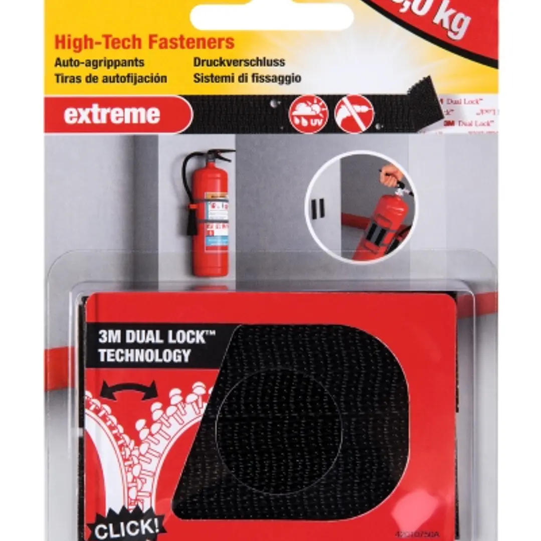 Scotch Extreme Cierres Adhesivos Reposicionables - 25mm x 75mm - Soporta hasta 5kg - Color Negro 1