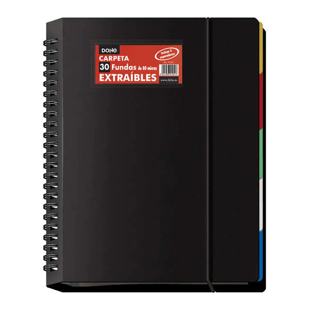 Dohe Carpetas con Fundas Din A4 - Tapa de Polipropileno Opaco - Fundas Transparentes Extraibles - 23 Perforaciones - Bolsa Individual 1