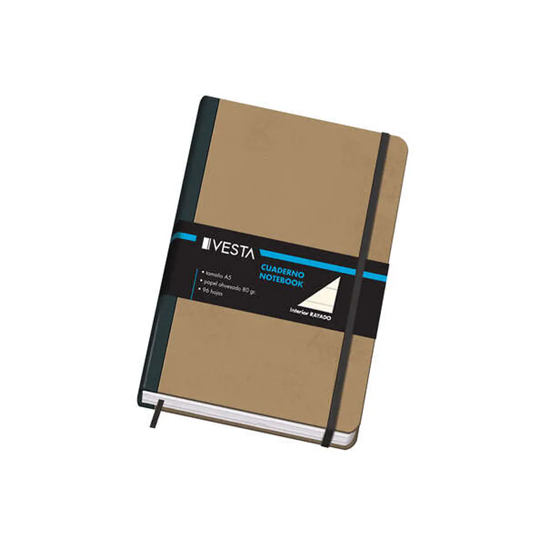Dohe Cuaderno Cartone con Puntas Redondeadas - 96 Hojas de Papel Ahuesado de 80gr - Tapa en Tres Piezas con Lomera de Tela - Cierre de Gomas y Cinta d 1