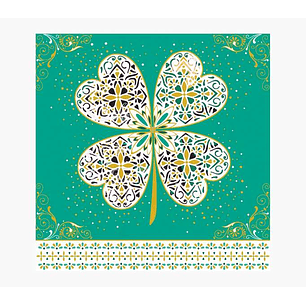 Pictura Tarjeta Arabesque - 16x16cm - Tematica Trebol de Cuatro Hojas - Tarjeta Triptica sin Envoltorio - Incluido Sobre Blanco - Papel con Certificac