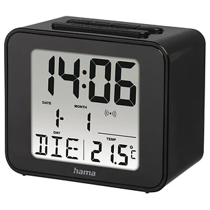 Hama Cube Radio Reloj Despertador - Pantalla Digital - Termometro - Funcion de Repeticion de Alarma - Zona Horaria Ajustable - 7x4x6cm - Color Negro