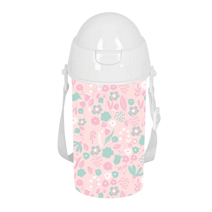 Safta Mariposa Botella de 500ml - PVC sin BPA - Pajita Interior - 73x73x195mm - Color Rosa Pastel 1