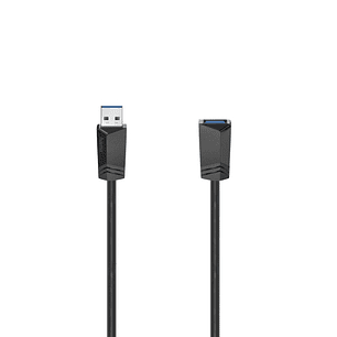Hama Essential Cable Alargador USB-A Macho/Hembra - Longitud 1.5m - Velocidad hasta 5Gbps - Blindaje Doble - Color Negro