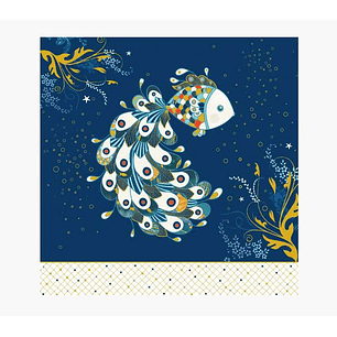 Pictura Tarjeta Arabesque - 16x16cm - Tematica Peces - Tarjeta Triptica sin Envoltorio - Incluido Sobre Blanco - Papel con Certificacion FSC