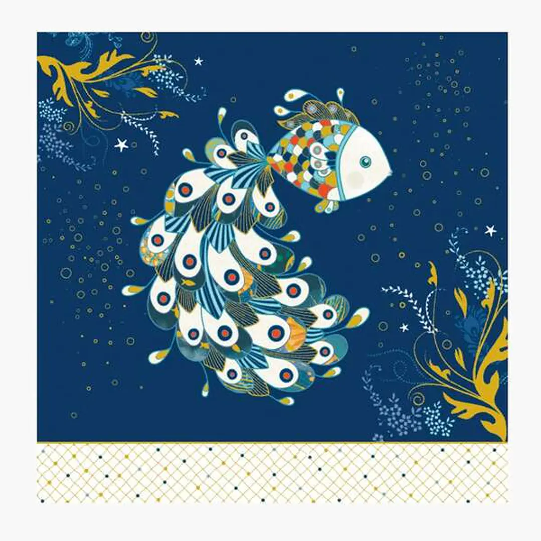 Pictura Tarjeta Arabesque - 16x16cm - Tematica Peces - Tarjeta Triptica sin Envoltorio - Incluido Sobre Blanco - Papel con Certificacion FSC 1