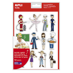Apli Gomets Tematicos las Profesiones - 144 Unidades - Adhesivo Removible - Desarrollados con Educadores - Ilustraciones Divertidas - Adhesivo Base Ag