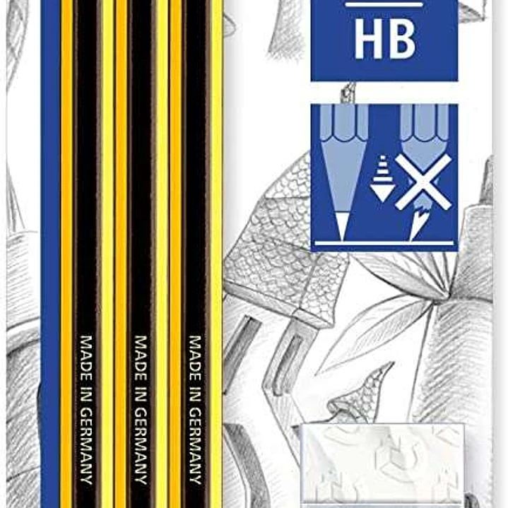 Staedtler Noris 120 Pack de 3 Lapices de Grafito Hexagonales 2HB + 1 Gomas de Borrar Mars Plastic - Madera de Bosques Sostenibles 1