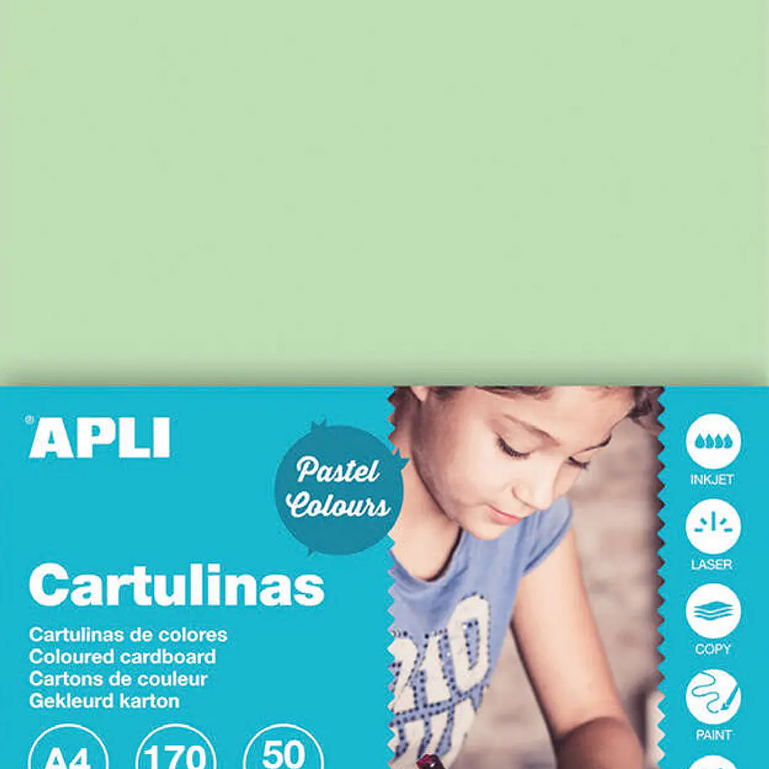 Apli Cartulina Verde Esmeralda A4 170g 50 Hojas 1