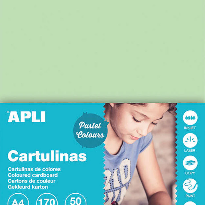 Apli Cartulina Verde Esmeralda A4 170g 50 Hojas 1