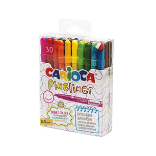 Carioca Fineliner Pack de 30 Rotuladores - Punta Blanca de Acetal 0.5mm - Colores Surtidos