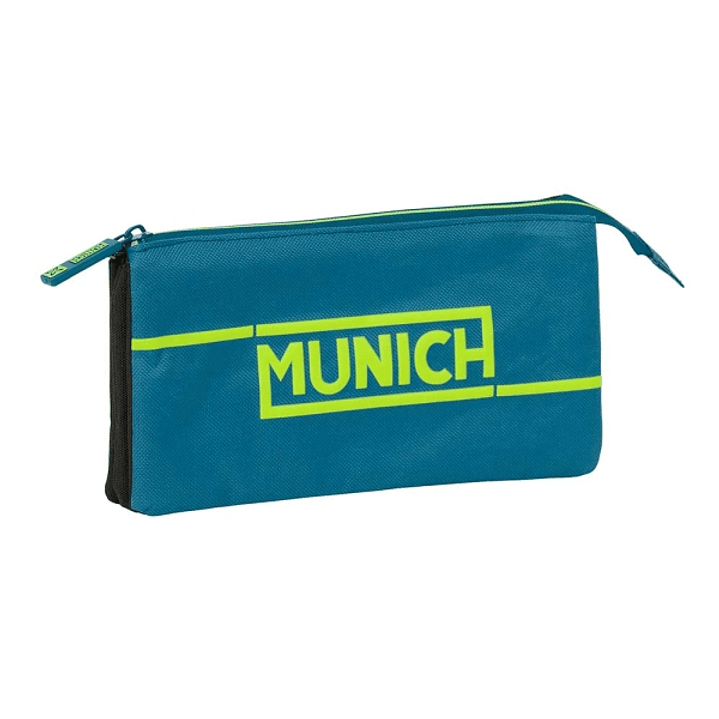 Safta Munich Land Portatodo - 3 Compartimentos con Cremalleras - Bolsillo Interior - 0.6L - 220x30x120mm - Color Azul Oscuro 1