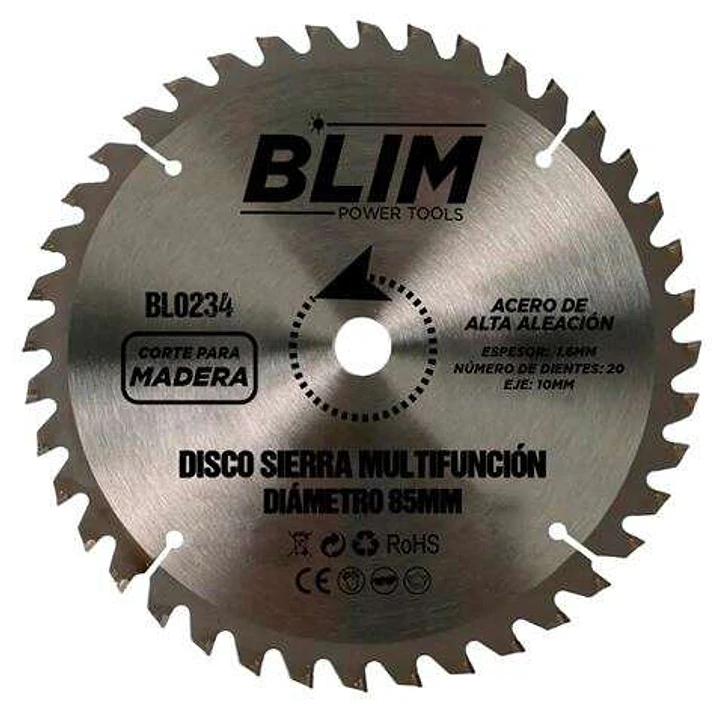 Blim Disco Corte de Madera para Sierra Multifuncion 85mm - 20 Dientes con Recubrimiento en Carburo de Tungsteno 1
