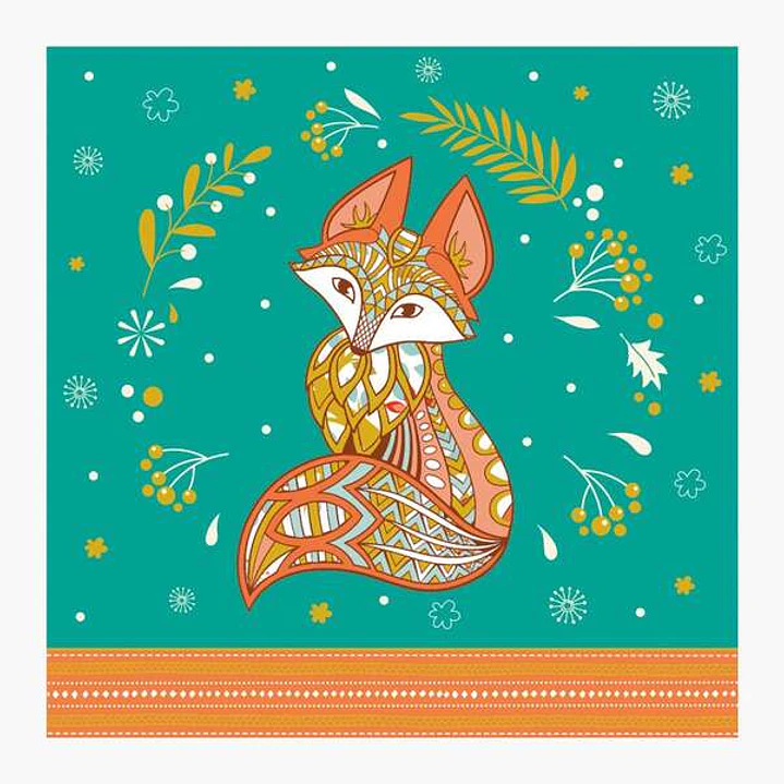 Pictura Tarjeta Arabesque - 16x16cm - Tematica Zorro - Tarjeta Triptica sin Envoltorio - Incluye Sobre Blanco - Papel con Certificacion FSC 1