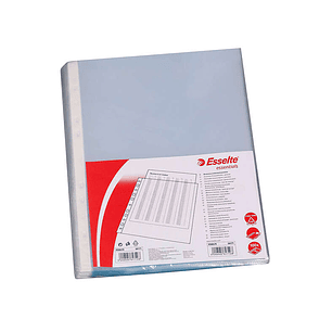 Esselte Pack de 100 Fundas Multitaladro Portadocumentos - Formato Folio - 16 Taladros - 80 Micras - Piel de Naranja - Color Transparente