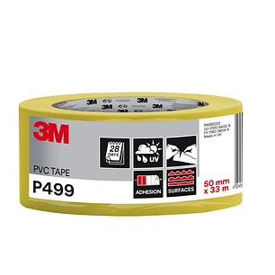 3M Cinta Adhesiva de PVC - 50mm x 33M - Alta Visibilidad - Color Amarillo