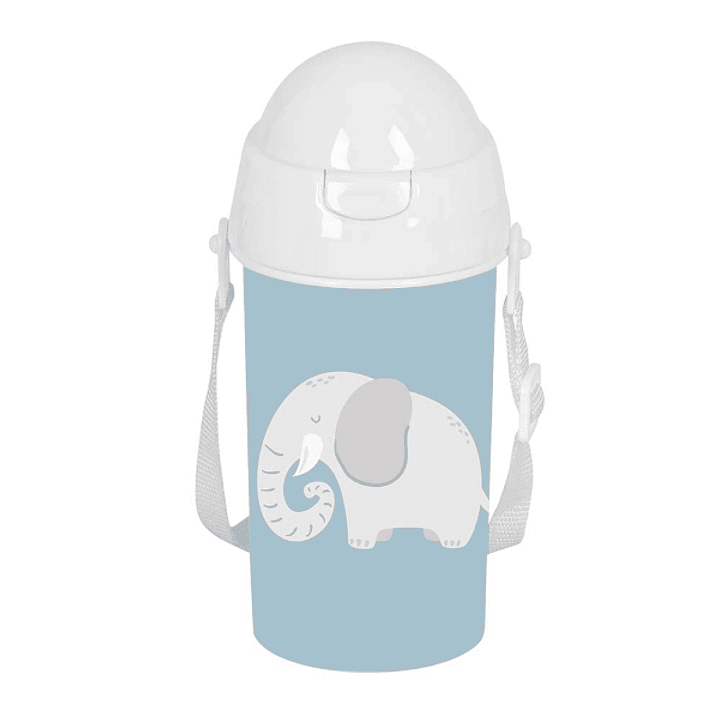 Safta Elefante Botella de 500ml - PVC sin BPA - Pajita Interior - 73x73x195mm - Color Azul 1