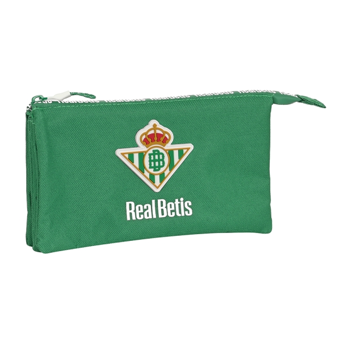 Safta Real Betis Balompie Portatodo - 3 Compartimentos con Cremalleras - Bolsillo Interior - 0.6L - 220x30x120mm - Color Verde 1