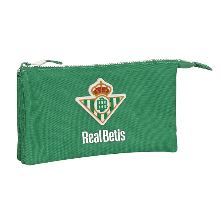 Safta Real Betis Balompie Portatodo - 3 Compartimentos con Cremalleras - Bolsillo Interior - 0.6L - 220x30x120mm - Color Verde 1