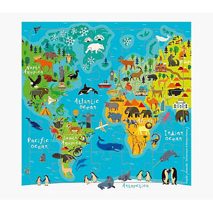 Pictura Tarjeta Puzzle - 15.5x15.5cm - Tematica Mapa del Mundo - 25 Piezas - Incluye Tarjeta Plegada y Sobre Blanco - Certificacion FSC