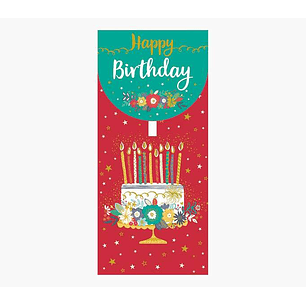 Pictura Tarjeta Money Cards - 9.6x21.3cm - Tematica Tarta de Cumpleaños - Embolsada Individualmente - Incluye Sobre Blanco - Papel con Certificacion F