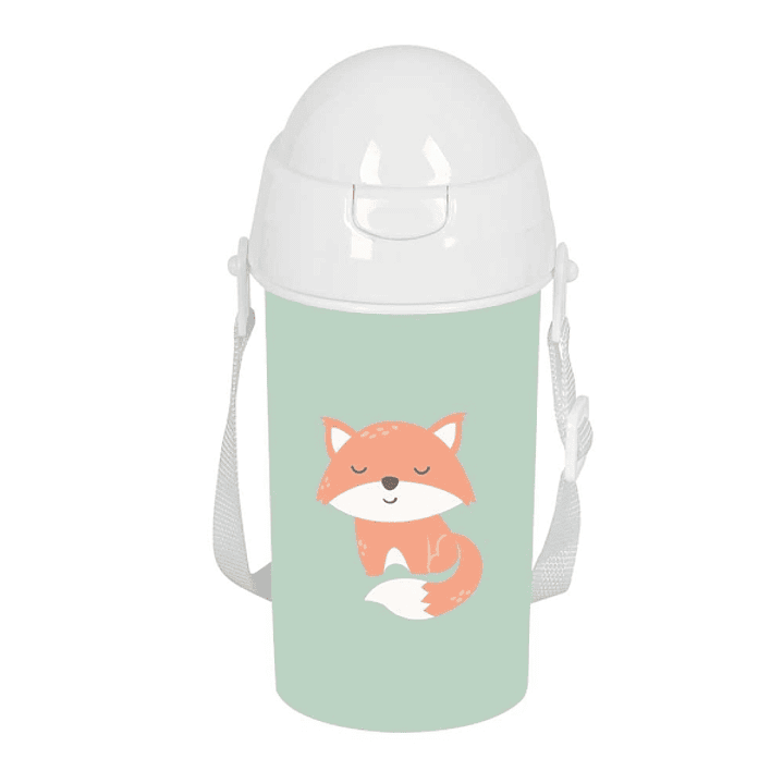 Safta Zorrito Botella de 500ml - PVC sin BPA - Pajita Interior - 73x73x195mm - Color Verde 1