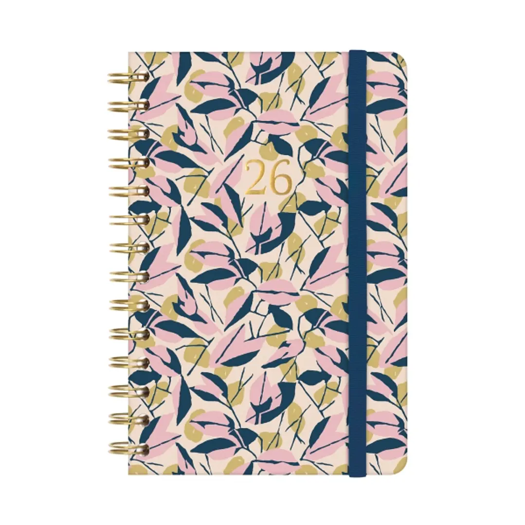 Finocam You Agenda de Espiral - Anual 2026 - Planificador - Cierre de Goma - Formato E5 - 131x19x190mm - Semana Vista Horizontal - Tematica de Hojas 1