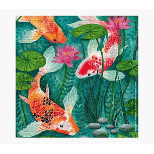 Pictura Tarjeta Puzzle - Tematica Carpas Koi - Ideal para Regalar - 100x150mm - Diseño Colorido y Llamativo - Divertido y Entretenido