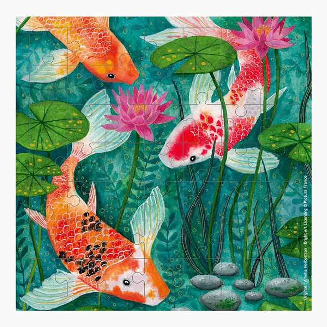 Pictura Tarjeta Puzzle - Tematica Carpas Koi - Ideal para Regalar - 100x150mm - Diseño Colorido y Llamativo - Divertido y Entretenido 1