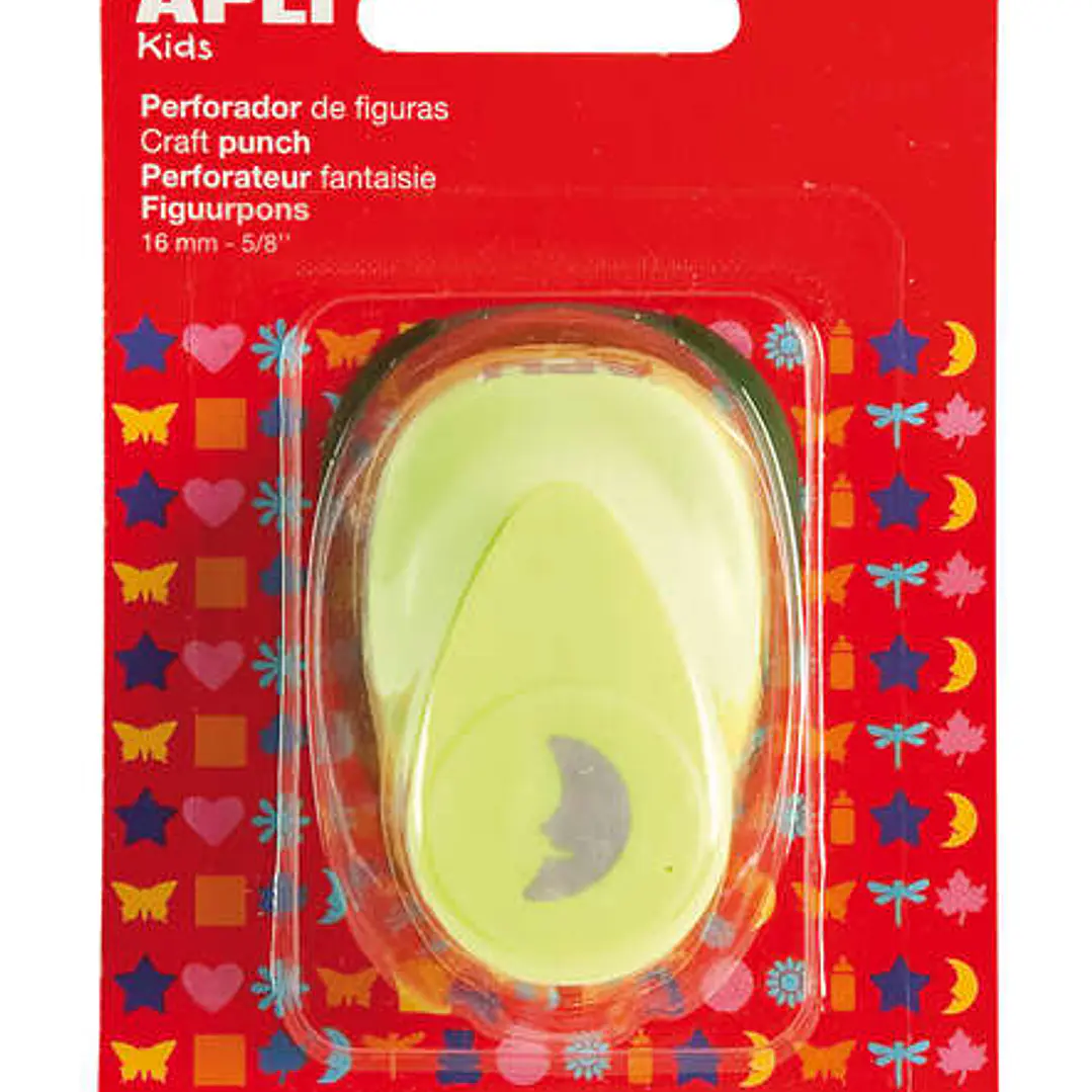 Apli Perforadora de Papel en Forma de Luna - Tamaño de Figura 16mm - Alta Calidad para Papel, Carton y Cartulina - Deposito de Restos de Papel - Doble 1