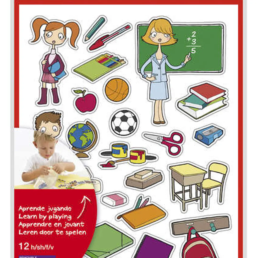 Apli Gomets Tematicos la Escuela - 312 Unidades - Adhesivo Removible - Ilustraciones Educativas - Formato Ideal para Escuelas - Cumple Normas EN-71 y  1