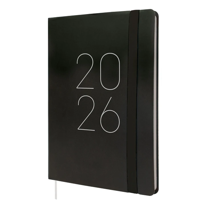 Finocam Flexi Lisa Agenda - Anual 2026 - Tapa Blanda - Formato FA5 - 151x13x214mm - Semana Vista en Vertical - Color Negro 1