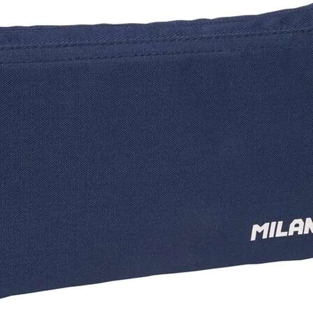 Milan Serie 1918 Estuche Portatodo 5 Compartimentos - Tejido Resistente a las Roturas y Rasgaduras - Medidas 22x12x4cm - Color Azul Oscuro 1