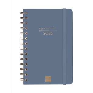 Finocam Alma Agenda en Catalan - Anual 2026 - con Espiral - Formato E5 - 131x19x190mm - Semana Vista Horizontal - Color Azul
