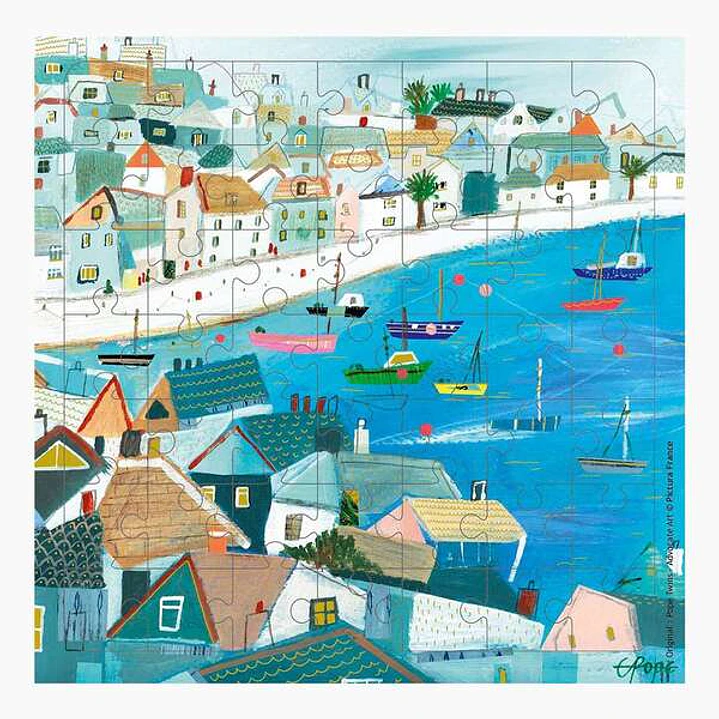 Pictura Tarjeta Puzzle Vista del Puerto de 49 Piezas + Tarjeta Plegada - Troquelado - 15.5x15.5cm - Incluye Sobre Blanco y Envoltorio de Celofan - Pap 1