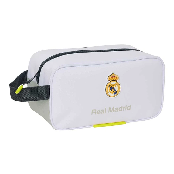 Safta Real Madrid Zapatillero de 6L - Asa de Mano - Cierre de Cremallera - 29x15x14cm - Color Blanco y Negro 1