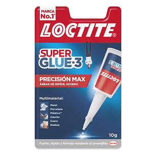 Loctite Superglue-3 Precision Max 10gr - Adhesivo Liquido Transparente - Boquilla Extralarga - Secado Rapido - Resistente al Agua y a Temperaturas Ext