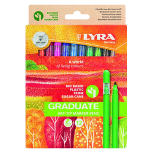 Lyra Graduate Art Tip Pack de 12 Rotuladores - Colores Surtidos