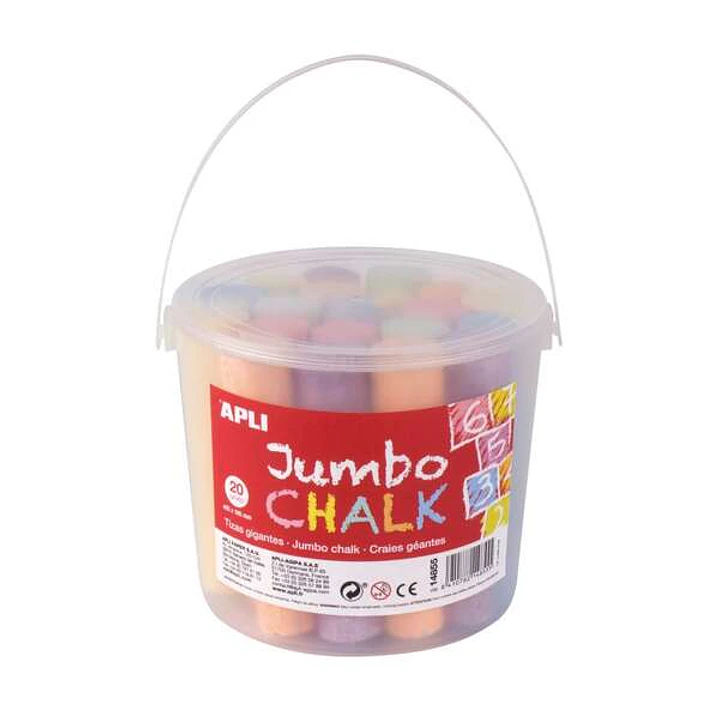 Apli Pack de 20 Tizas Jumbo Ø 25 x 105 mm - Aptas para Uso Escolar - Colores Surtidos 1
