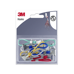 3M Pack de 10 Lazos con Pinza para Colgar - Clip Multiusos - Colores Surtidos