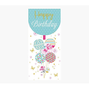 Pictura Tarjeta Money Cards - Tarjeta de Regalo Vertical - Tematica Globos - 9.6x21.3cm - Embolsada Individualmente - Incluido Sobre Blanco - Papel co