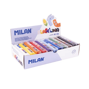 Milan Caja con 10 Barras de Plastilina de 150gr - Base de Almidon de Maiz - Sin Gluten - Mezclables - Colores Surtidos