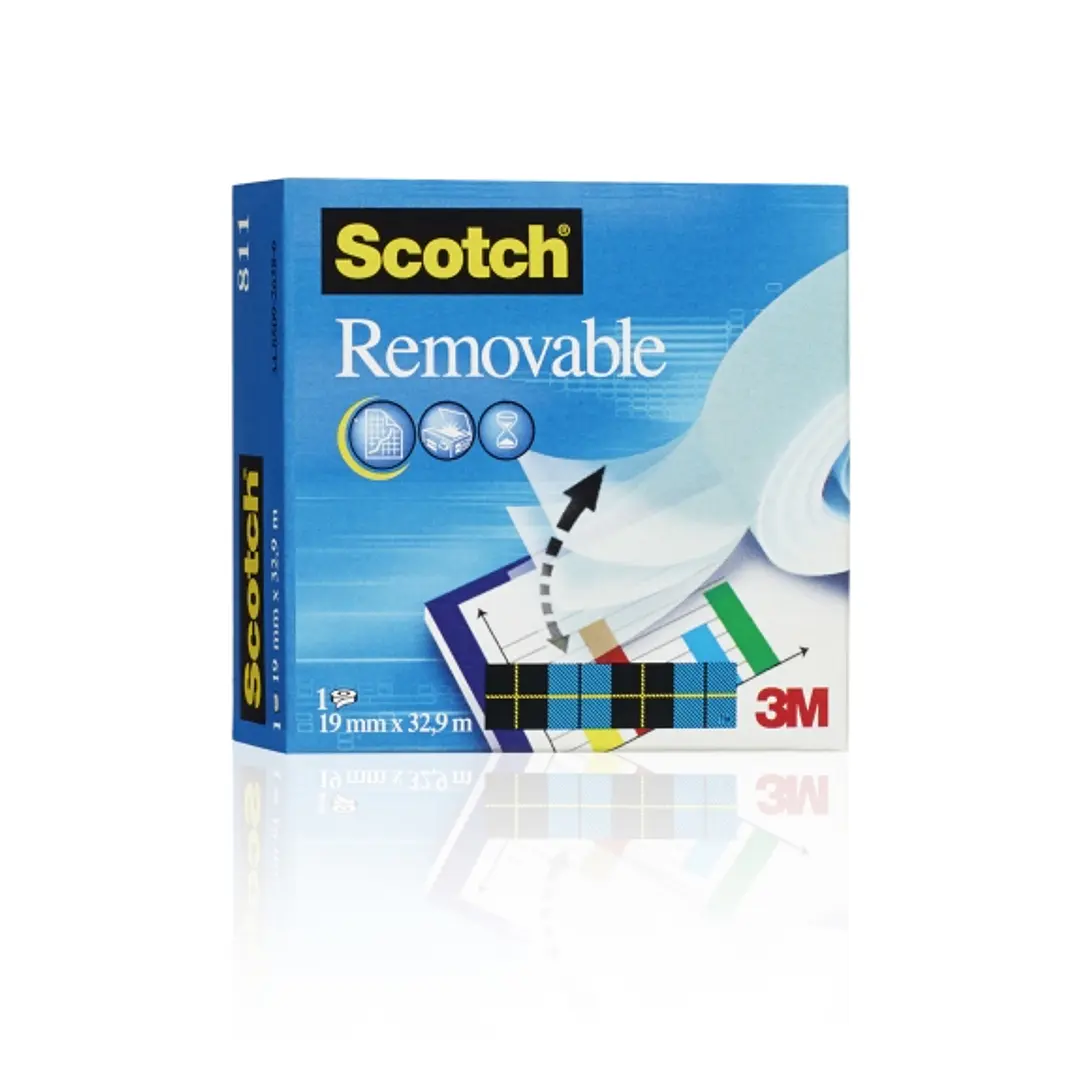 Scotch Magic Reutilizable Cinta Adhesiva Invisible Reutilizable 19mm x 33m - Adhesivo Removible - Transparente 1