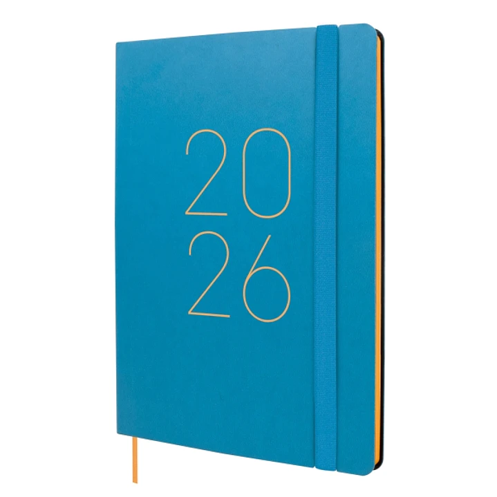 Finocam Flexi Lisa Agenda - Anual 2026 - Tapa Blanda - Formato FA5 - 151x13x214mm - Semana Vista en Vertical - Color Azul 1
