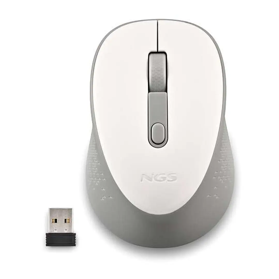 NGS Dew White Raton Inalambrico USB 1600dpi - 3 Botones - Uso Diestro - Color Blanco/Gris 1