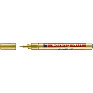 Edding 780 Rotulador Permanente de Tinta Opaca - Punta Redonda - Trazo 0.8mm - Puntas de Recambio Disponibles - Secado Rapido - Color Oro