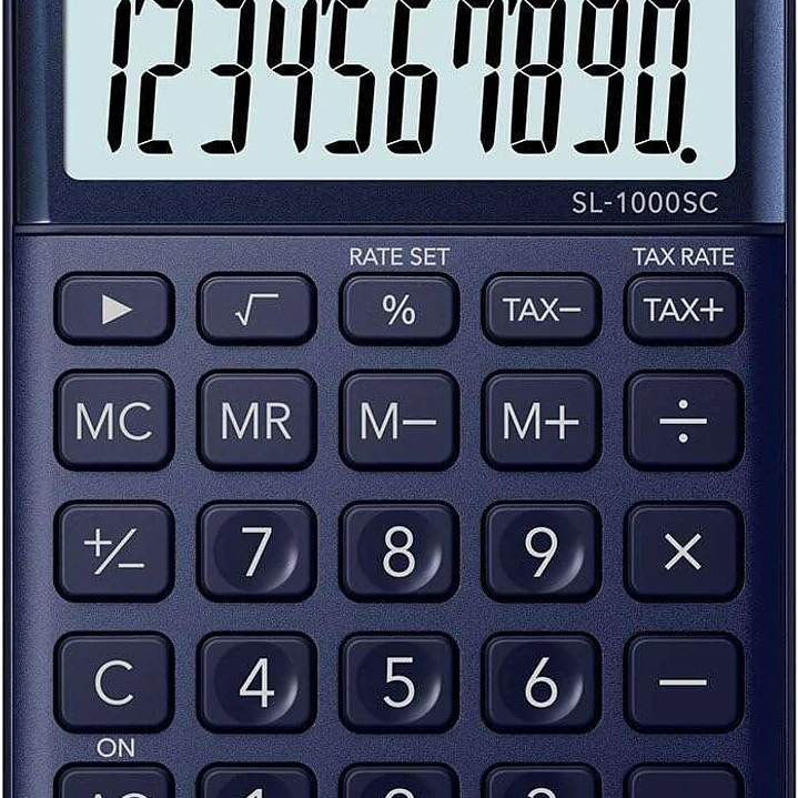 Casio SL-1000SC Calculadora de Bolsillo - Pantalla Extragrande de 10 Digitos - Alimentacion Solar y Pilas - Color Azul Oscuro 1